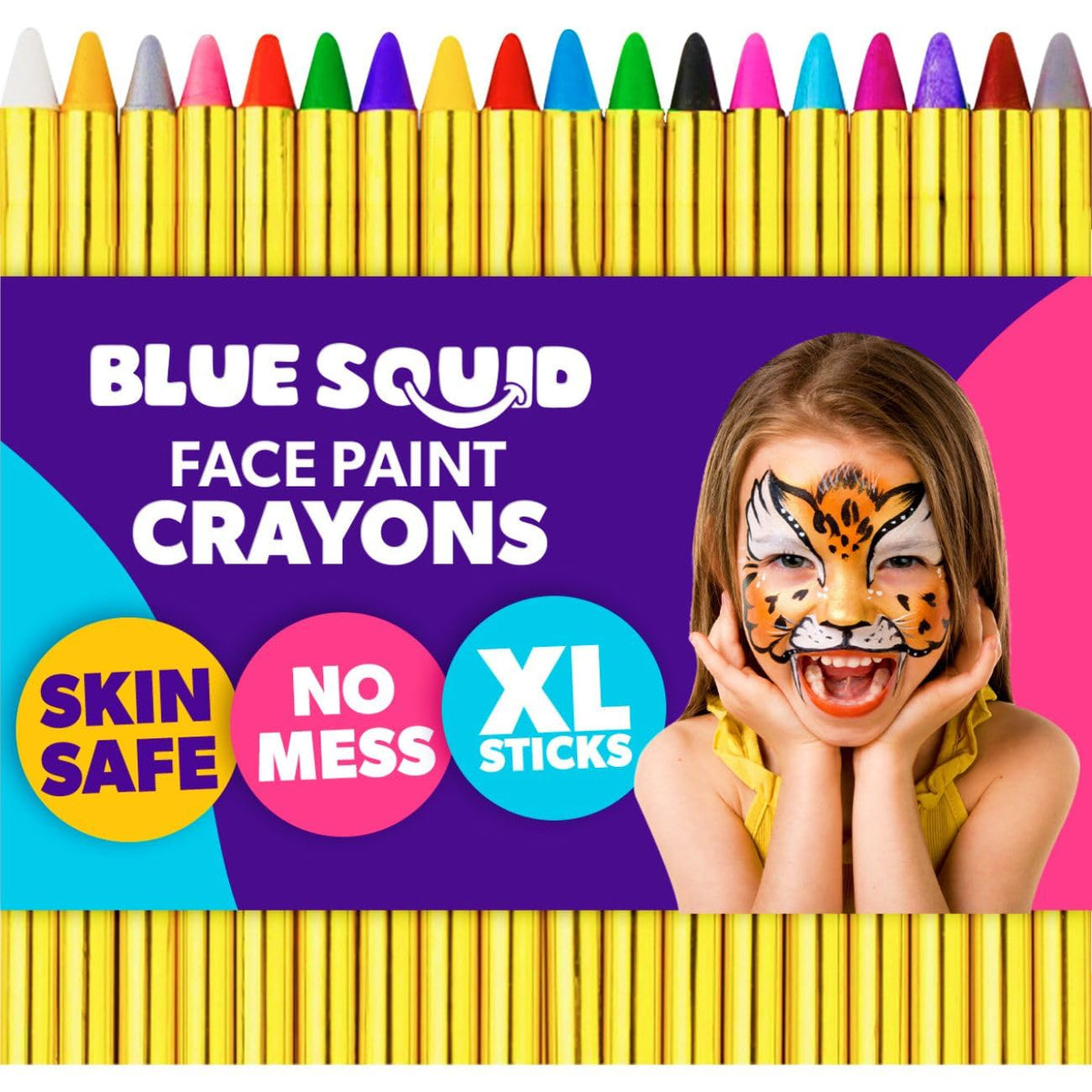 Blue Squid Face Paint Crayons - Vibrant Colors Twistable & Washable Face Paint Sticks - Face Painting Kit for Kids Party, Halloween, Belly Painting Kit Pregnancy, Makeup Body Paints for Adults