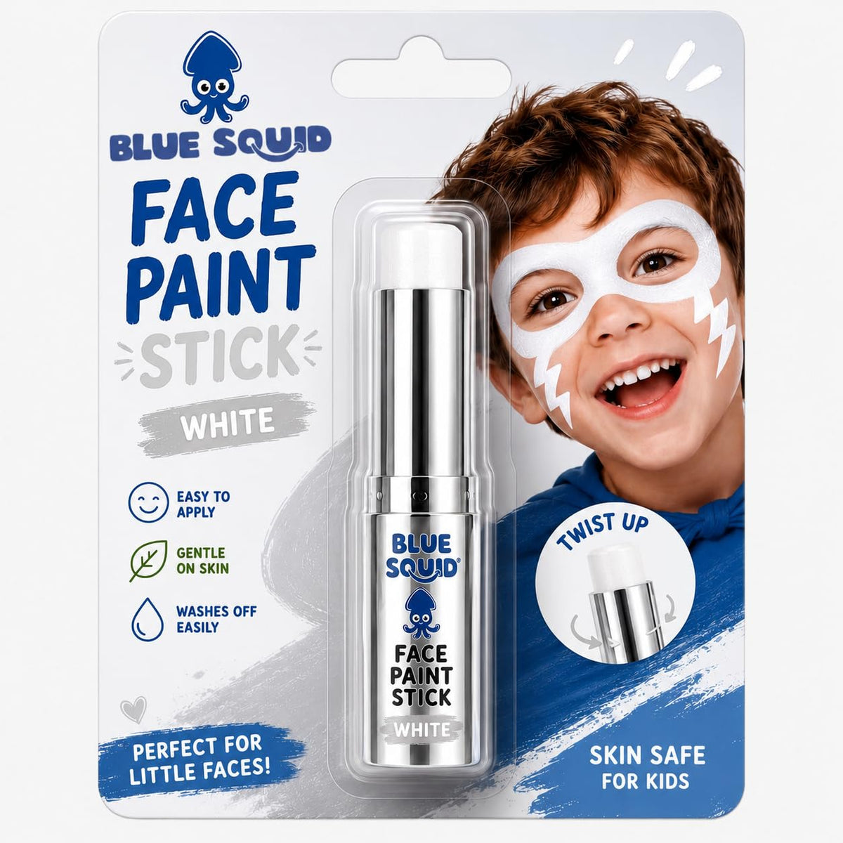 Blue Squid Face Paint Stick - Water based Body Paint for Adults & Kids - Vegan Hypoallergenic Twist-Up Non-Toxic Makeup Stick for Cosplay, & SFX