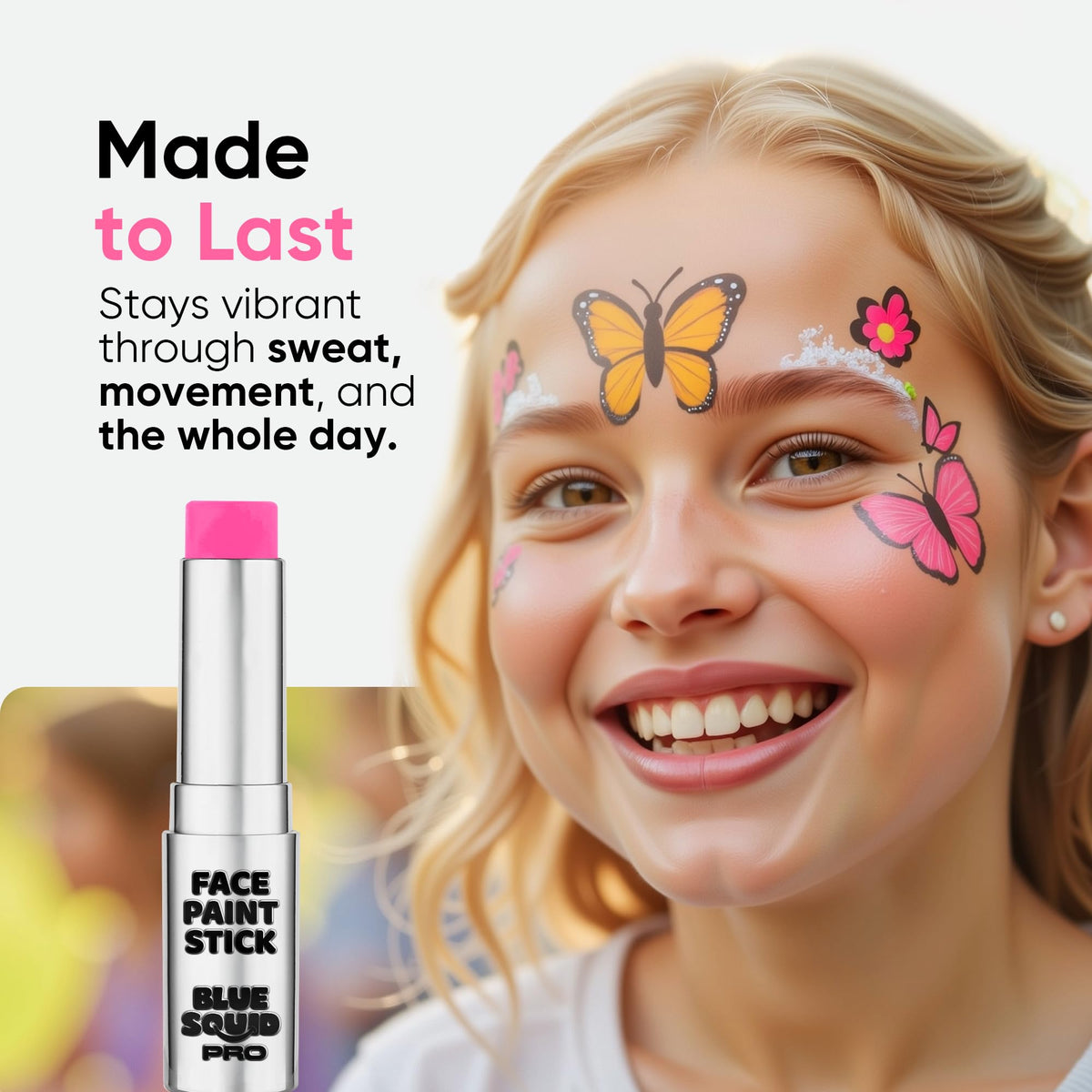 Blue Squid PRO Face Paint Stick - Waterproof Body Paint for Adults & Kids Eye Black Baseball, Softball - Vegan Hypoallergenic Twist-Up Non-Toxic Makeup Stick for Cosplay, Sports & SFX