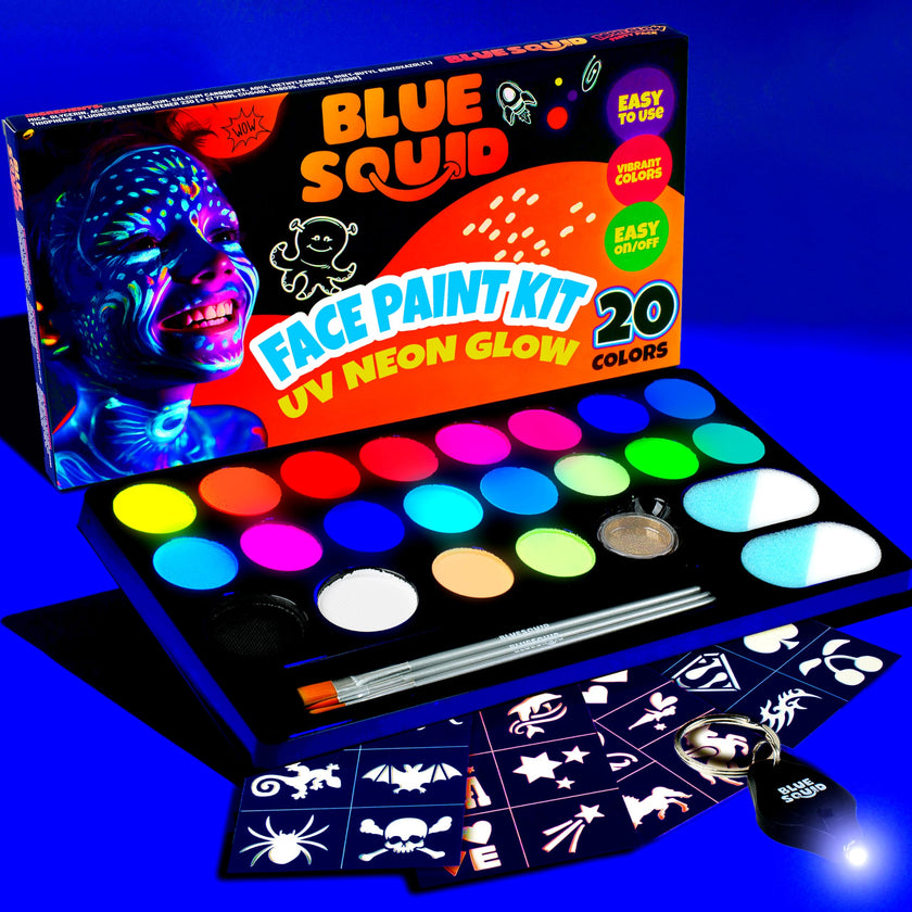 UV Neon Face Paint Kit – 20 Colors