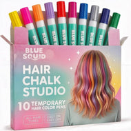 Blue Squid Hair Chalk Comb - 10 Vibrant Temporary Hair Colors for Girls & Teens, Washable Hair Dye, Perfect for Parties, Cosplay, Halloween, Paraben Free, Suitable for All Hair Colors